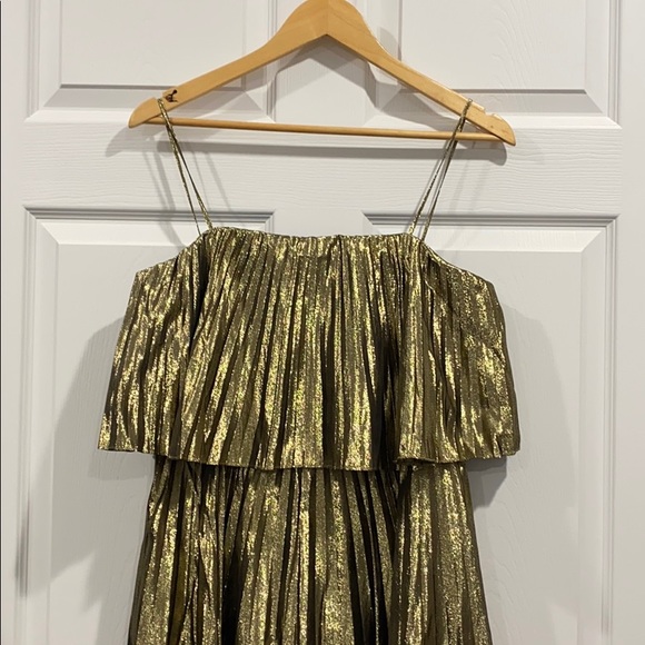 NEW • J. Crew • Accordion Lame Gold Midi Dress 6 - Picture 5 of 6